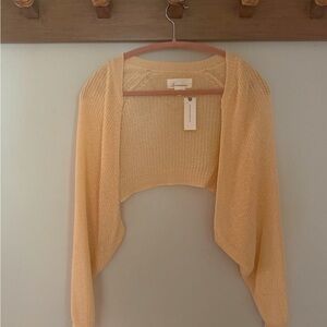 Anthropologie Tan Open-Front Shrug